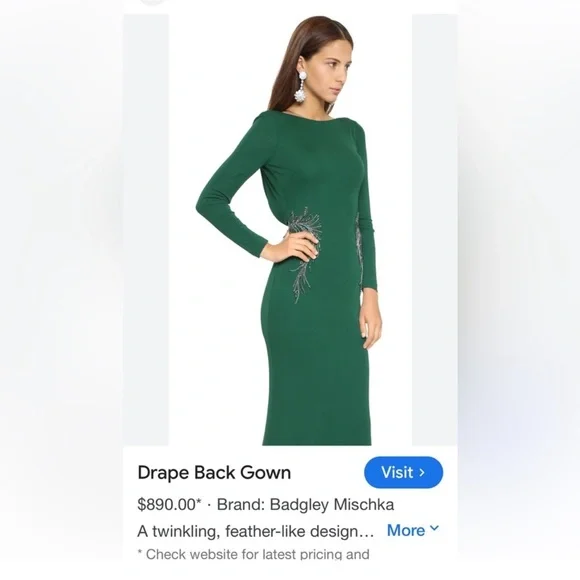 Badgley Mischka Dresses Badgley Mischka Emerald Long Sleeve